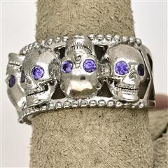 Amethyst Unisex Silver & Stone Ring 925 Silver 6.7g Size:6